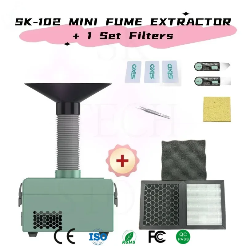 Exhaust Fan Smoke Absorber With 3pcs Addition Protable Activated Carbon Filter Sponge ESD Fume Extractor Smoking Instrument Set