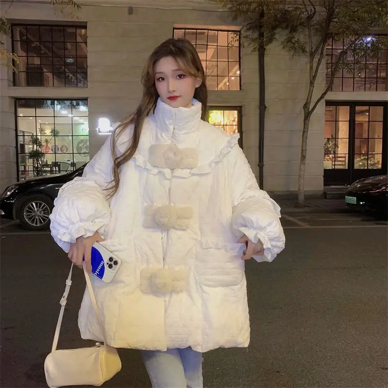 2023 New Women Down Cotton Coat Winter Jacket Female Mid Length Version Parkas Loose Thick Warm Outwear Sense of Design Overcoat