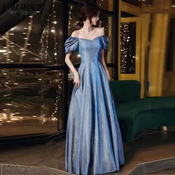 Elegant Sequin Evening Prom Dress Women Elegant Luxury Blue Evening Gowns Vestidos De Fiesta Robe De Soirée De Mariage