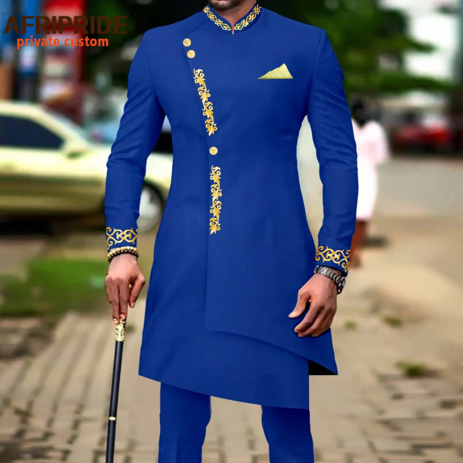 Men Suit African Clothes Single Breasted Embroidery Blazer and Pants 2 Piece Set Dashiki Outfits Formal Attire A2316057