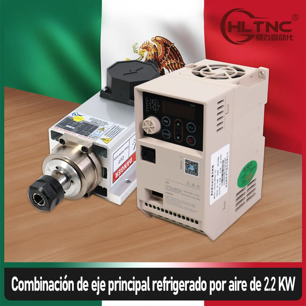EU verzonden 2,2 kW spilmotor 24000 RPM luchtgekoeld eenfasig 220 V + frequentieomvormer ingangsfrequentie 50/60 Hz voor frezen