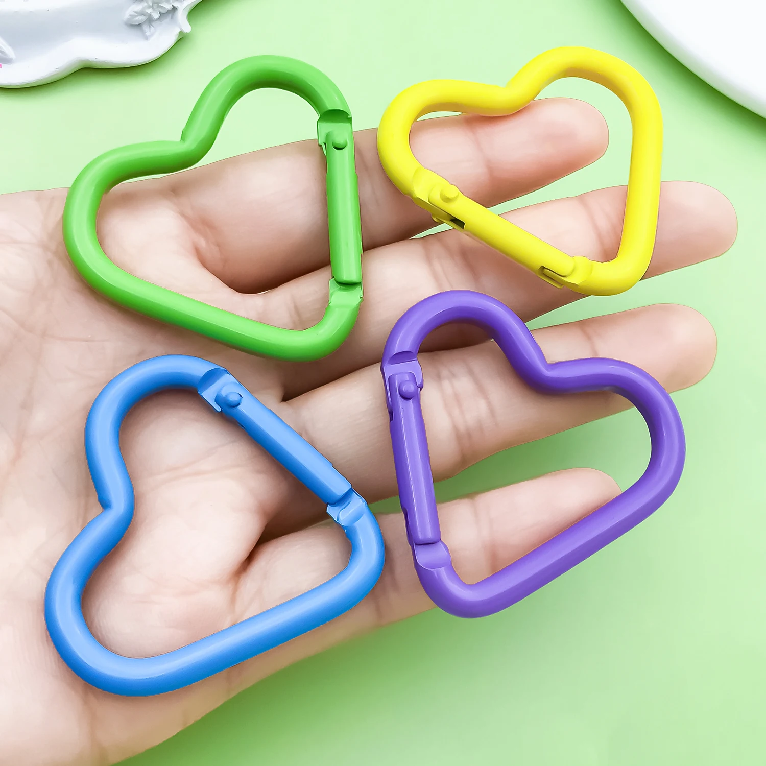 10pcs 41x44mm Alloy Colorful Peach Love Heart-Shaped Keychain Suitable For DIY Handmade Handbag Key Holder Jewelry Ornament view 6