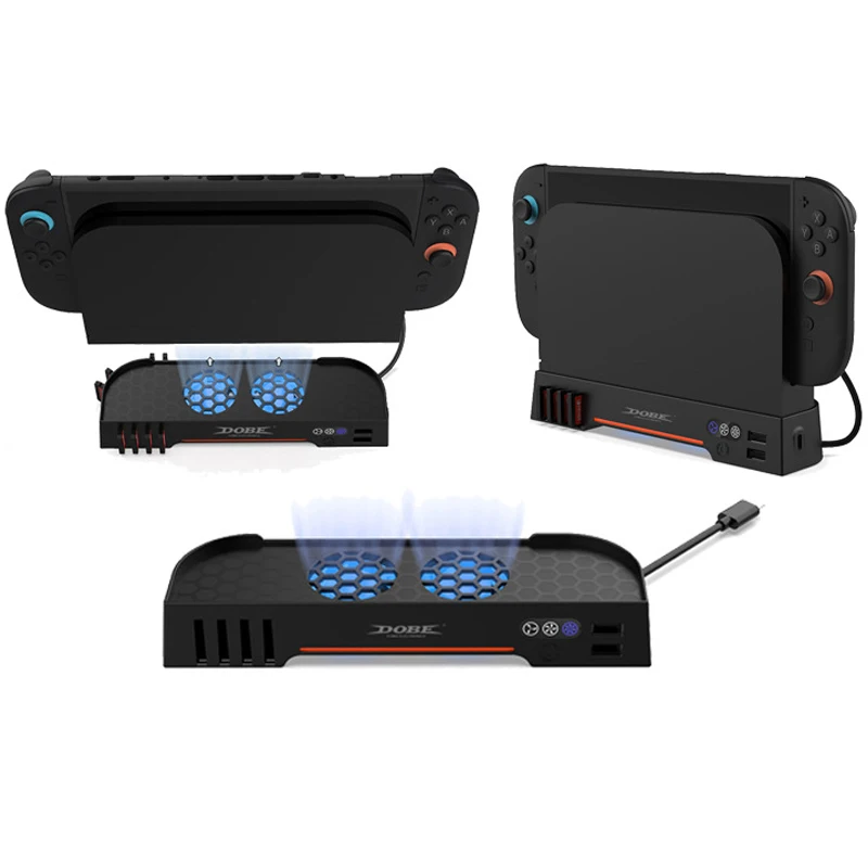 Cooling Fan for Nintendo Switch 2 Cooler NS 2 Dock Dual High-Speed Fans w/ 3-Speed Adjustment, RGB Lighting W/ 8 Game card slots