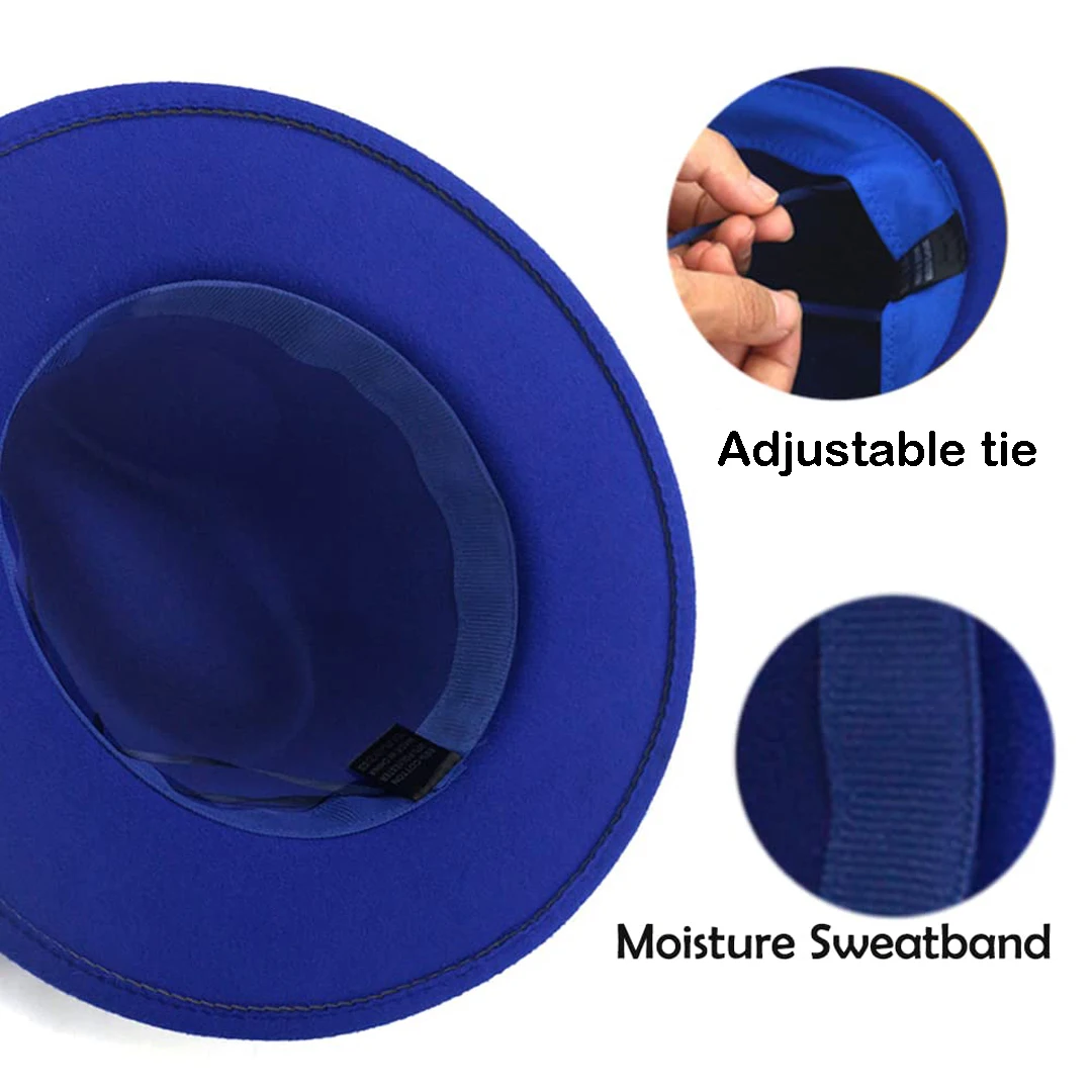 Mistdawn Wide Brim Felt Fedora with Removable Studded Belt Panama Jazz Hat for Men Women Church Wedding Casual Travel