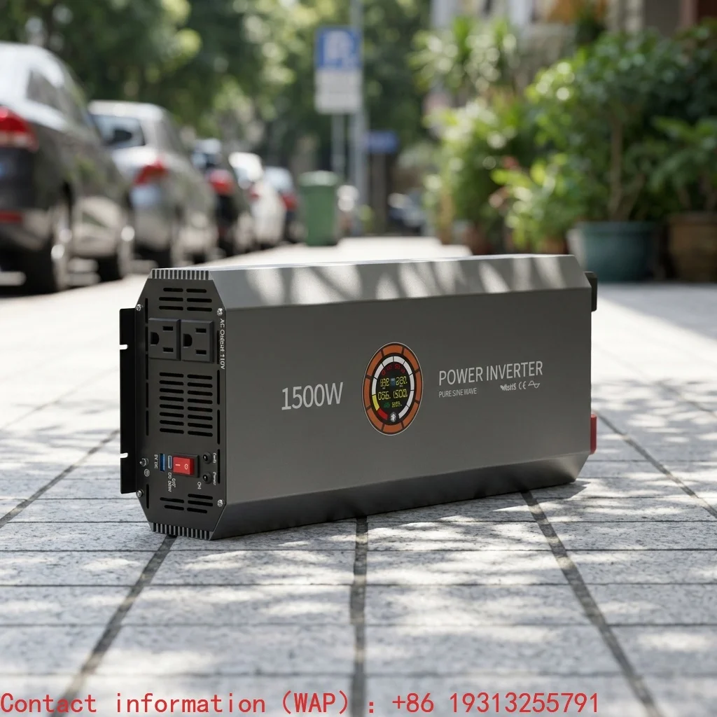 1500W String Inverter Pure Sine Wave DC AC 12/24/48V Input 110/220V/240V Output 50/60Hz Portable Car Backup Power Solar System