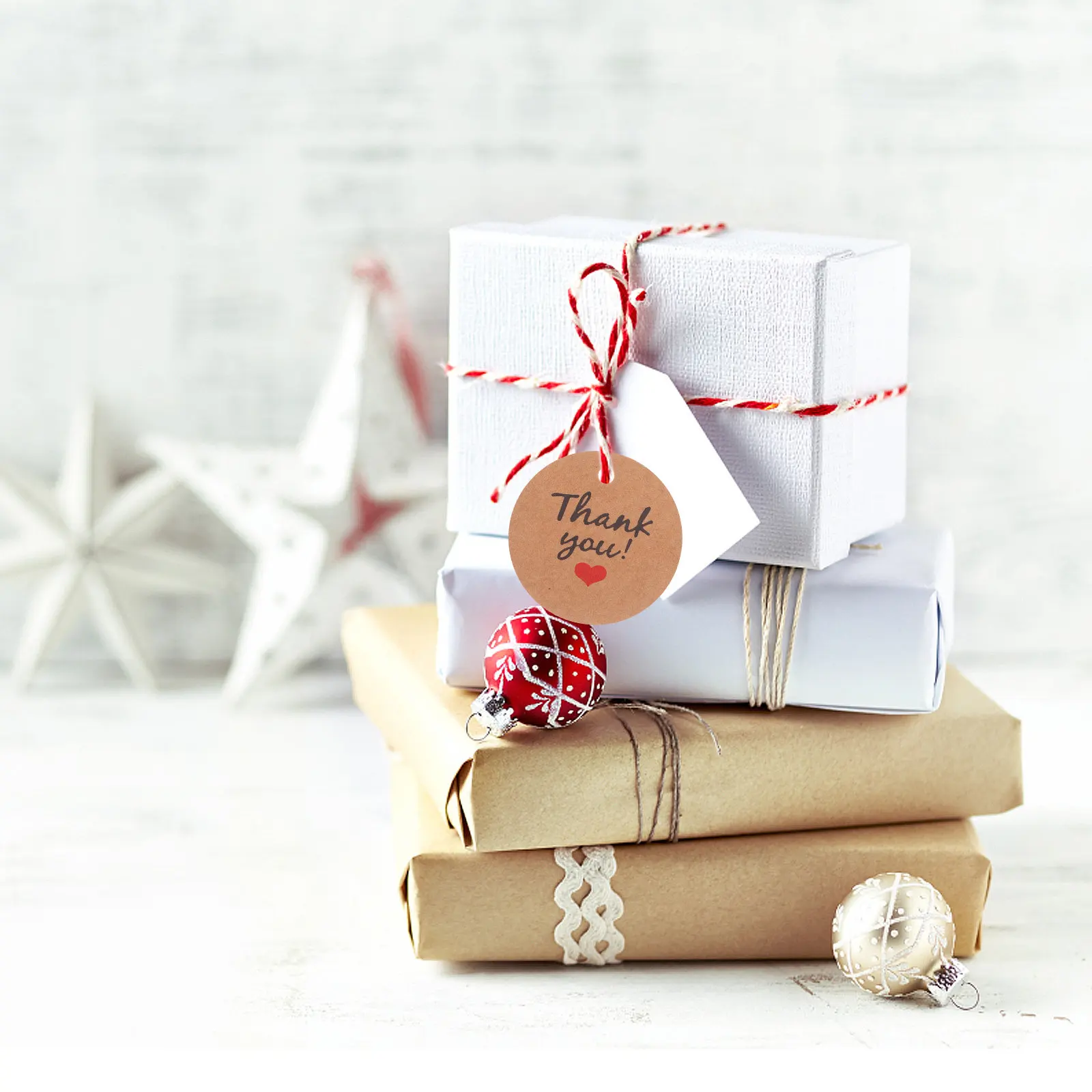 100Pcs Premium Kraft Paper Hanging Tags Round Hole Design for Wedding Favors Gift Tags Cupcake Topper Wine Bottle Mason Jar