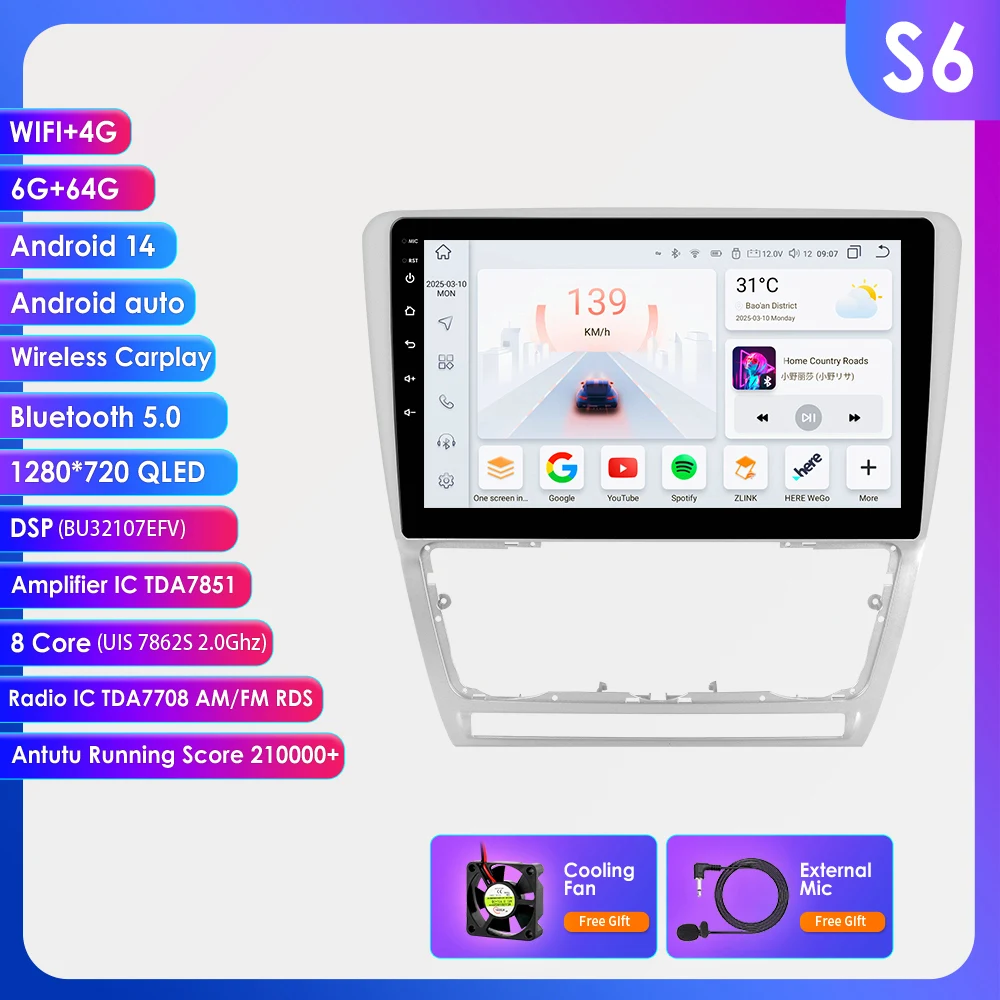Hizpo 2 Din Android 8 Core autoradio voor Skoda Octavia 2 2008-2013 multimediaspeler navigatie Carplay stereo GPS scherm 360 camera