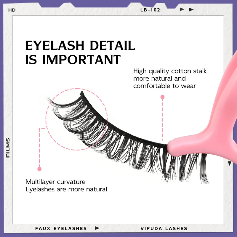 Vipuda Manga Lashes 10 paia Natural Full Strip Cilios riutilizzabile 3D Faux Mink Fluffy Soft Wispy ciglia Extension strumenti per il trucco