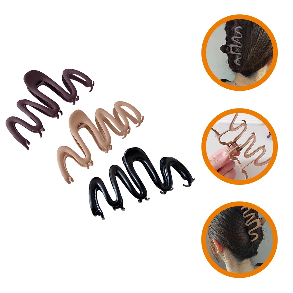 

3 Pcs Hair Clips for Women Frosted Chuck Headdress Large Big Hairpin Claw Thick