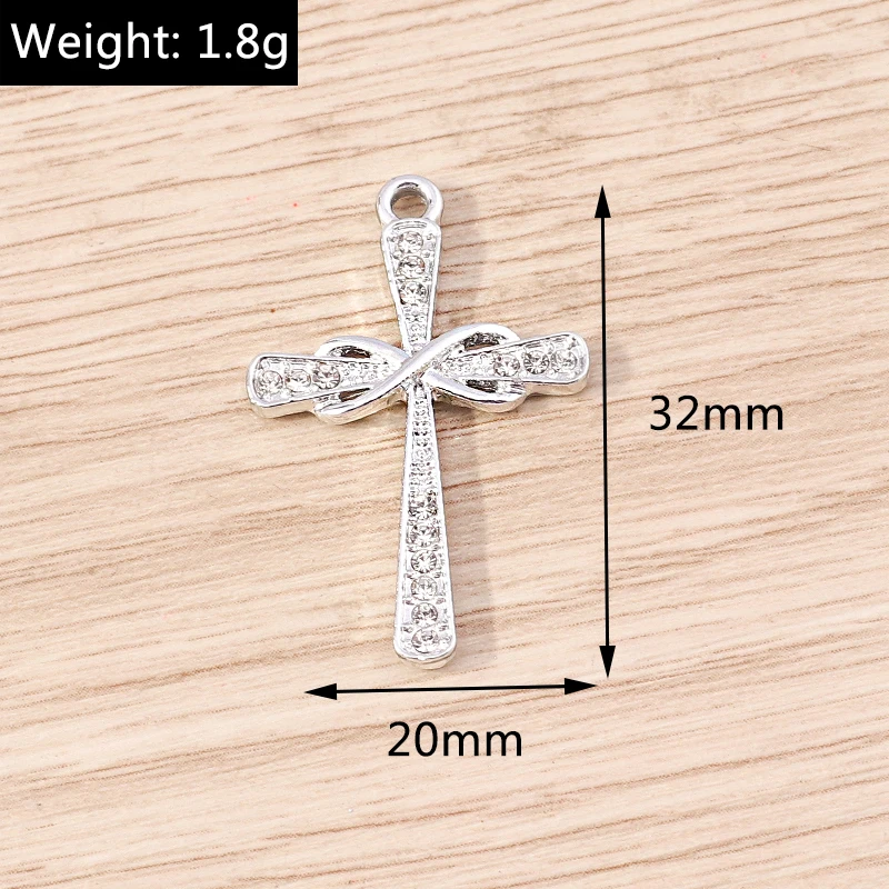 10 stücke 17x29mm Mode Kristall Kreuz Charms Anhänger für die Herstellung von DIY Tropfen Ohrringe Halsketten handgemachte Schlüssel anhänger Schmuck Ergebnisse – Detail 9