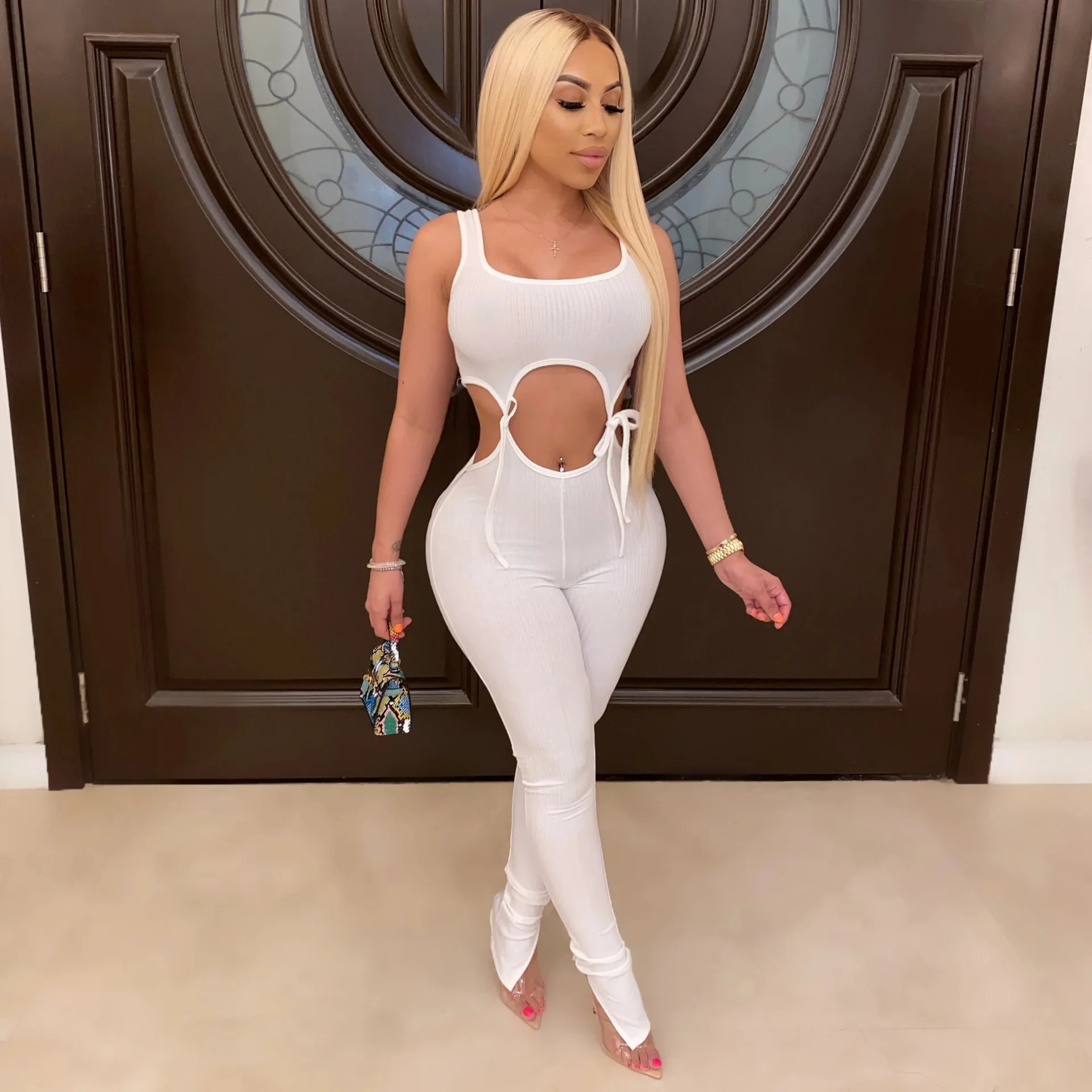 Spring Summer Women's Clothing Strip High Elastic Lace-up Skinny Sexy Long Jumpsuits Vestido Plus Size 9XL 8XL 7XL 6XL XXXXXL