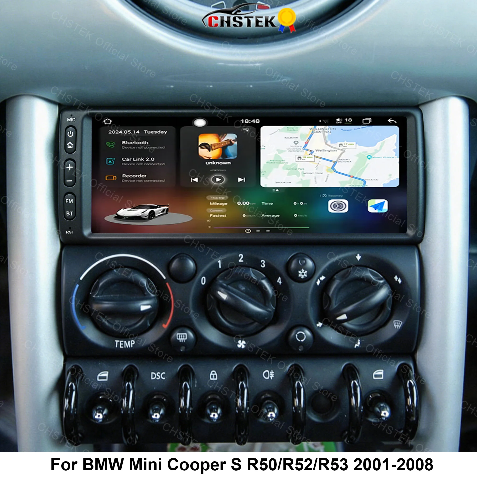 CHSTEK Android 14 Car Radio For Mini Cooper R50 R52 R53 2001-2008 Wireless CarPlay Android Auto GPS Navi 4G WiFi Bluetooth RDS