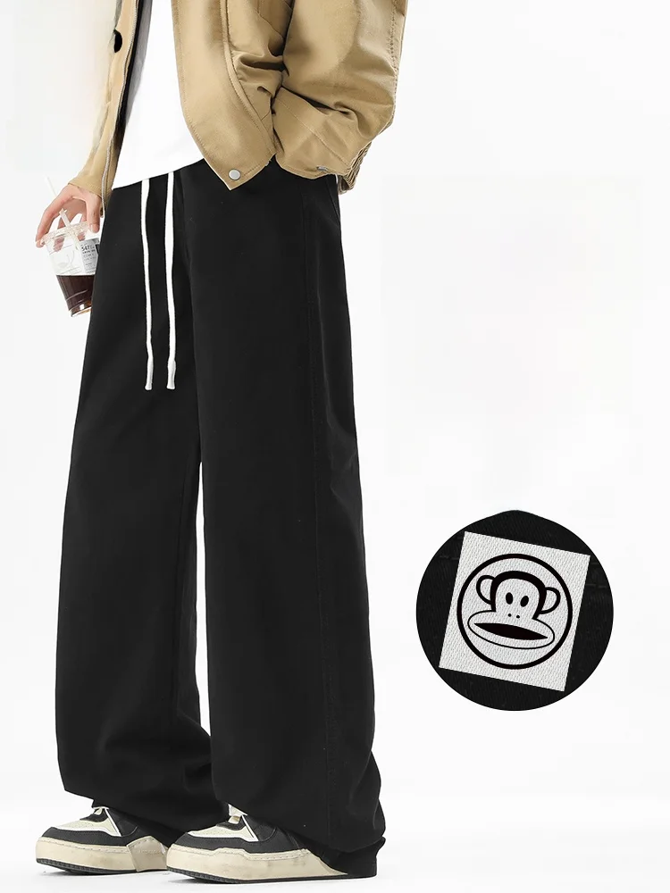 

Мужские повседневные брюки Paul Frank из чистого хлопка, широкие, прямого кроя, свободные, спортивные, осенняя новинка, американский стиль, свободный крой