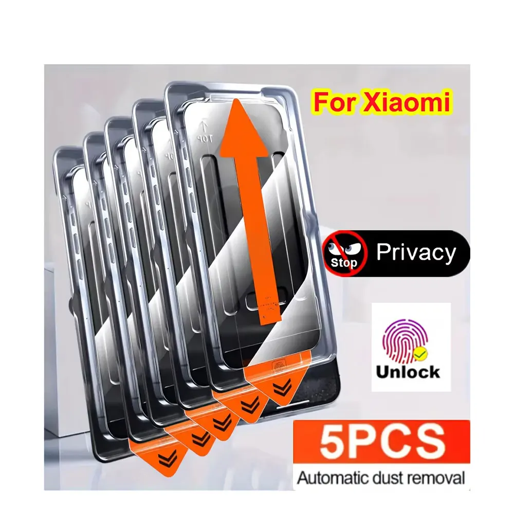 1-5PCS Vidro temperado com desbloqueio por impressão digital para Xiaomi Poco X8 Pro Max F8 Ultra F8 Pro Protetor de tela de fácil instalação Anti-Spy