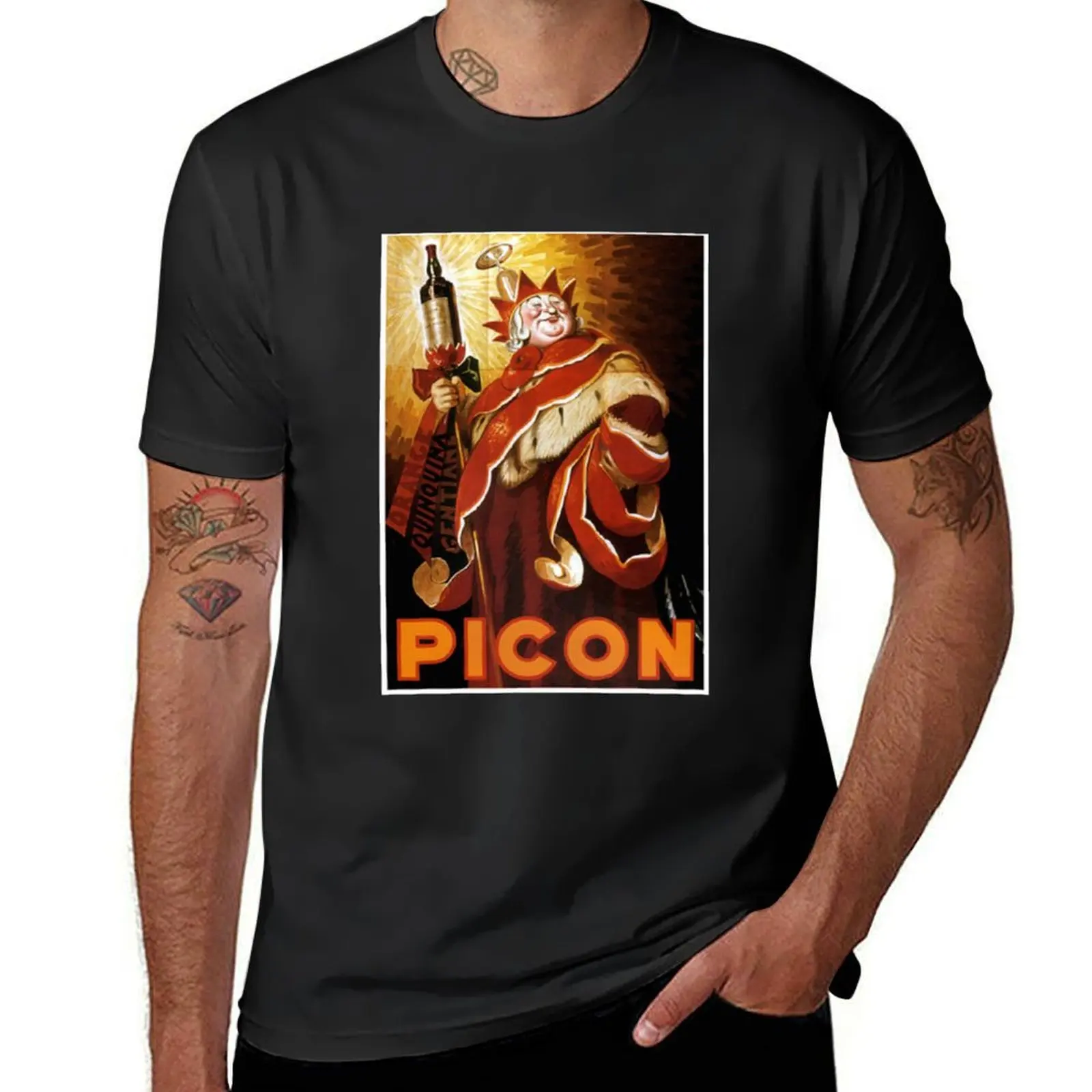 Vintage Pub - Picon T-Shirt boys whites plain heavyweights funnys Men's cotton t-shirt