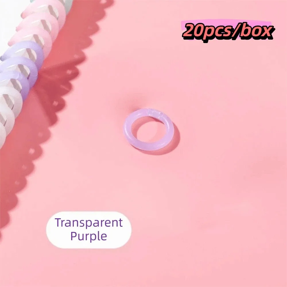 20pcs/box Transparent Colorful Loose Leaf Rings Sturdy Plastic Easy Open Close Detachable Document Rings Durable Plastic
