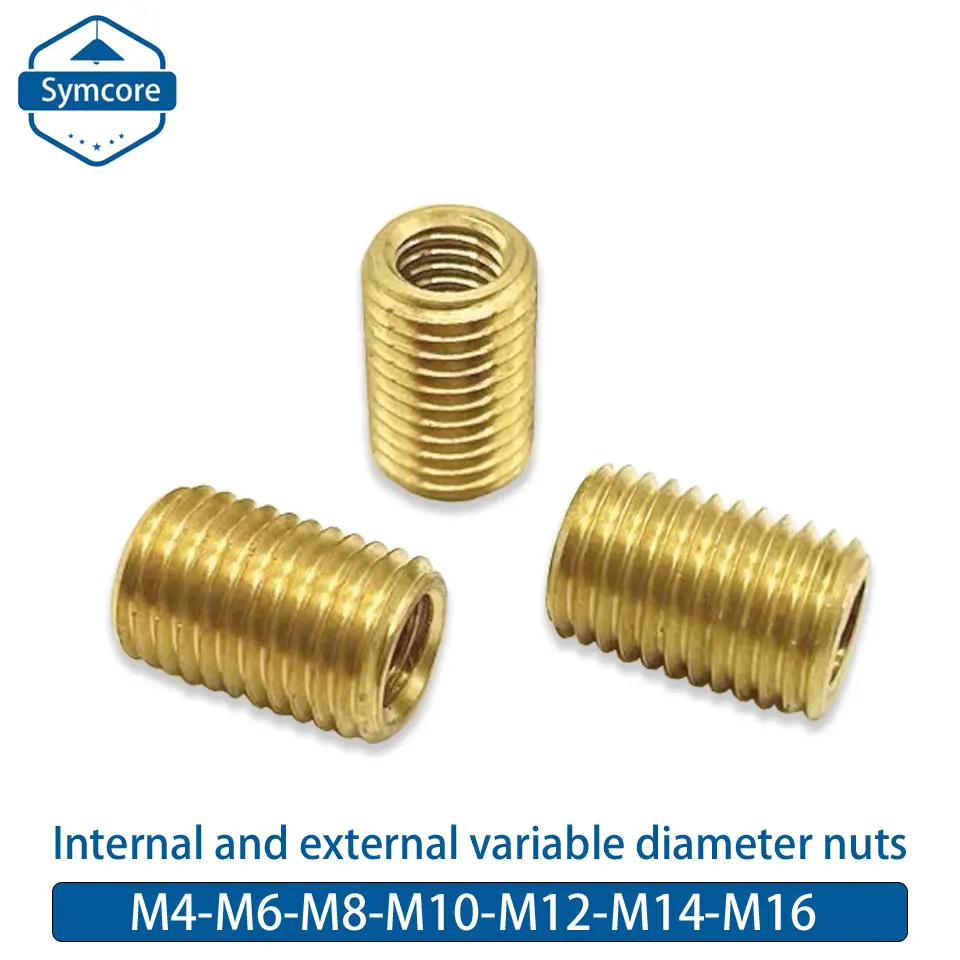 5Pcs Brass Thread Inner And Outer Thread Screws M4 M6 M8 M10 M12 M14 M16 Inner Thread Protective Sleeves Variable Diameter Nuts