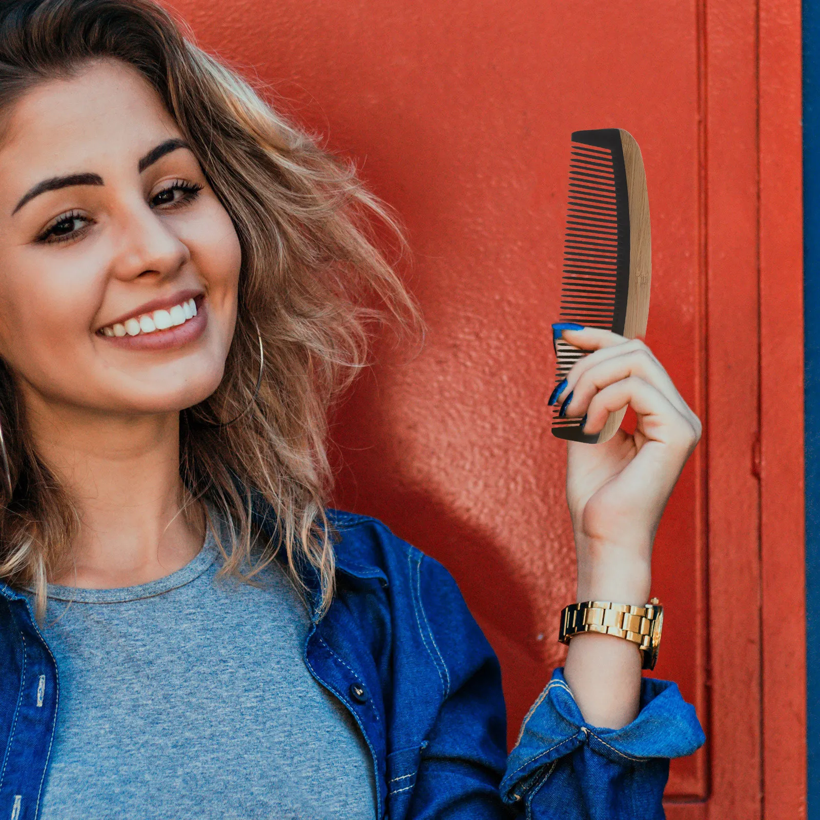 

Wood Nail Bamboo Flat Comb Portable Hair Styling Tool Fine Tooth Scalp Massage Comb for Women Travel Hair Accessory