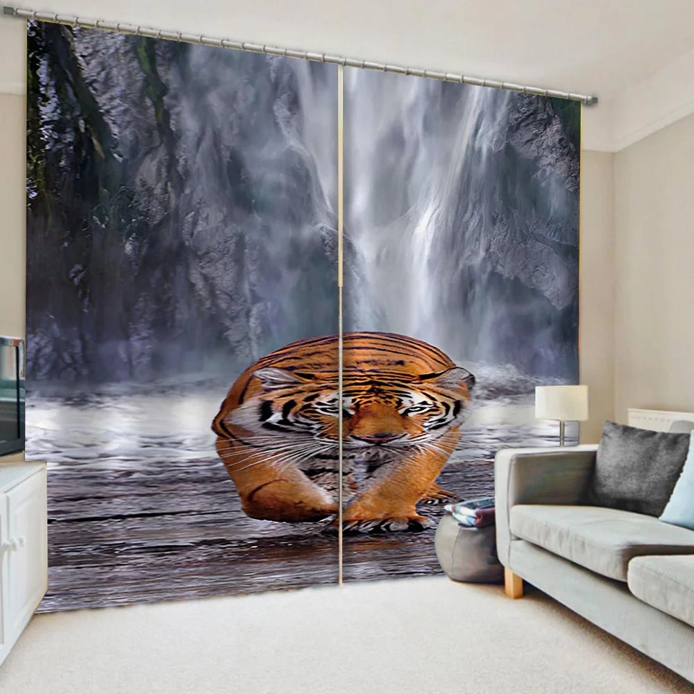 photo Blackout Window Drapes Luxury 3D Curtains For Living room tiger curtains personality curtains