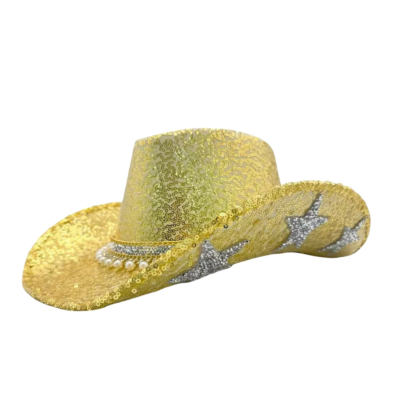 ホンルアン グリッターコスチュームハット 大人用＆カウボーイハット ラインストーン付き 女性用、カウボーイコスプレ女性用アクセサリー＆カウガールキャップ
