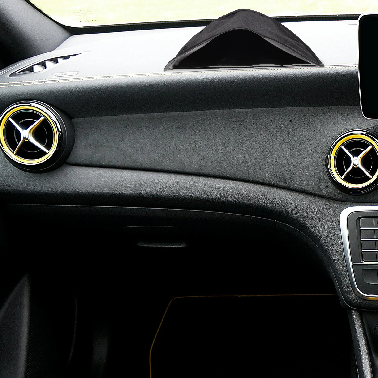 

Mobile Phone Sun Shade Car Black Polyester Foldable Sunscreen Cover for Dashboard Uv Protection Navigation Use Space Saving