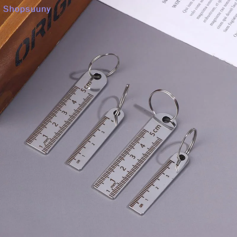 [SU]Stainless Steel Mini Ruler With Keychain - Measuring Tool For Office And School Supplies (Anti-loss Measuring Ruler)[SU]