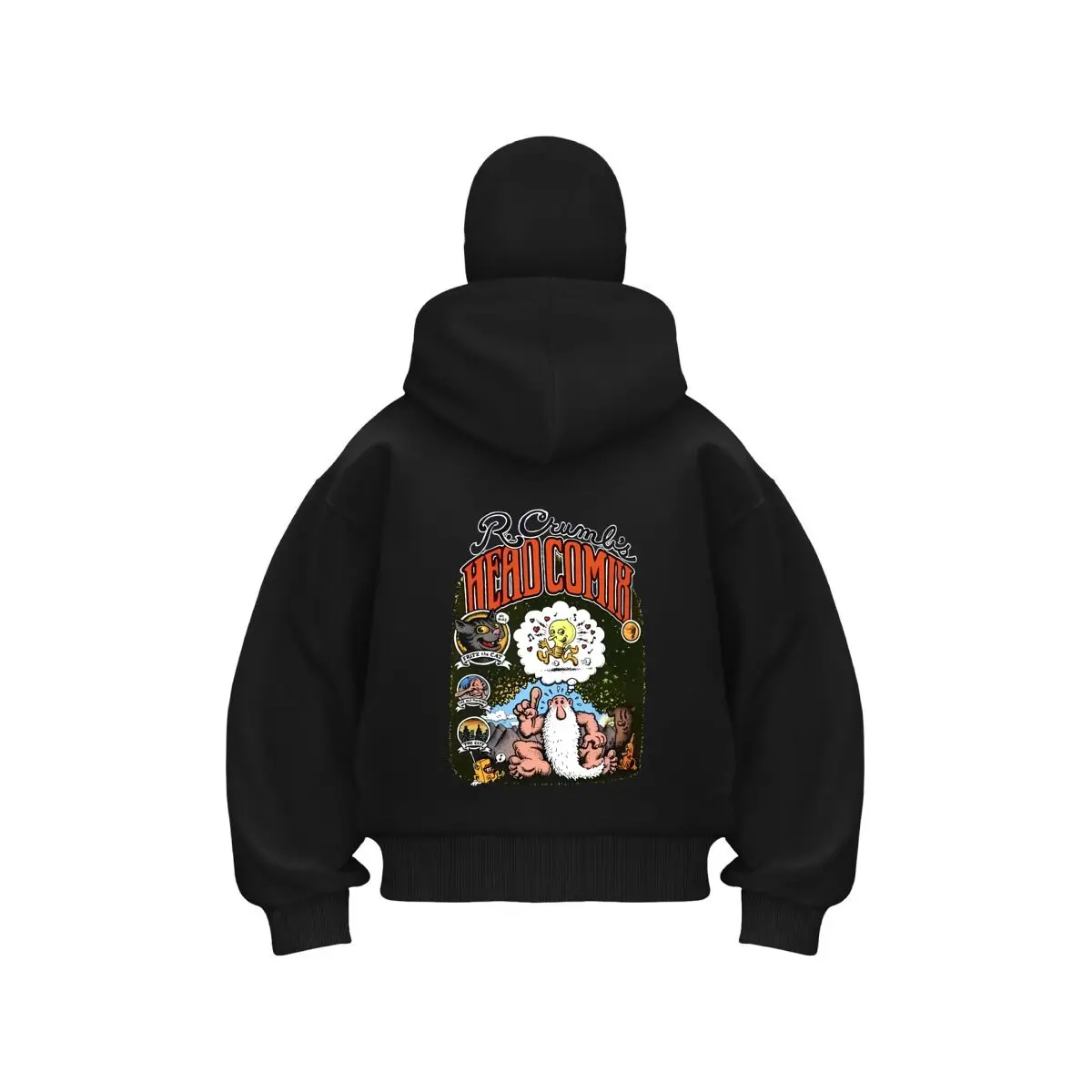 

R Crumb's Head Comix Мужская Балаклава с капюшоном на молнии Теплая зимняя уличная повседневная толстовка