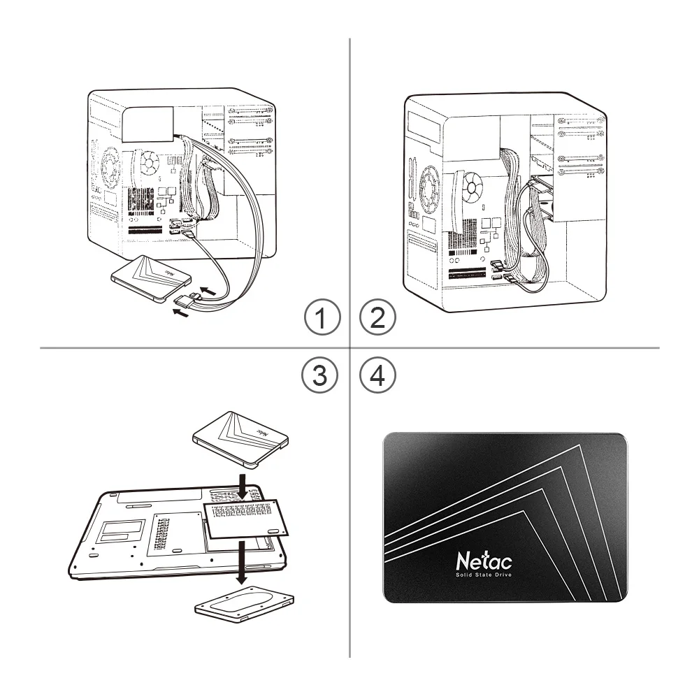 Netac SATA SSD SATA3 2.5 SSD 1tb 2tb 4tb 128gb 256gb 512gb 480gb 960gb HDD Internal Solid State Drive Hard Disk for Laptop PC