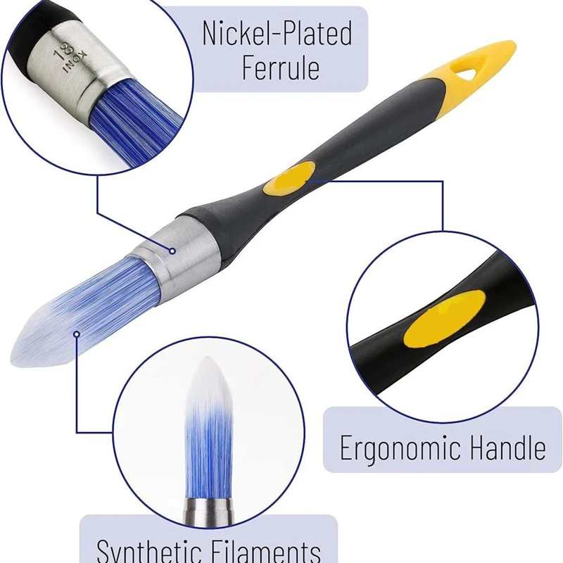 Trim Brush Set, 5/8Inch, 3/4Inch And 1Inch, Trim Paint Brush, Small Paint Brush, Trim Brushes For Painting,-AT64