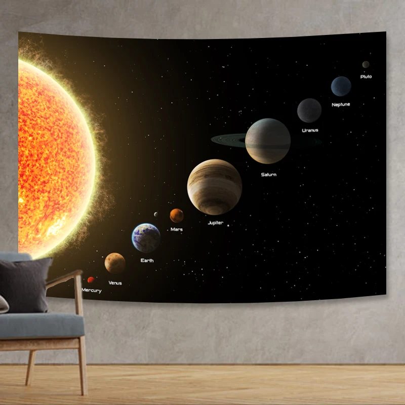 Solar System Poster Large Educational Planets Backdrop Space Banner for Kids Back School Supplies Wall Decor Tapestry