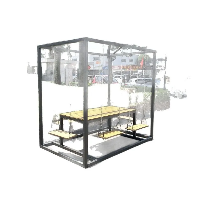 6 people swing chair, courtyard garden villa outdoor leisure table and chair combination