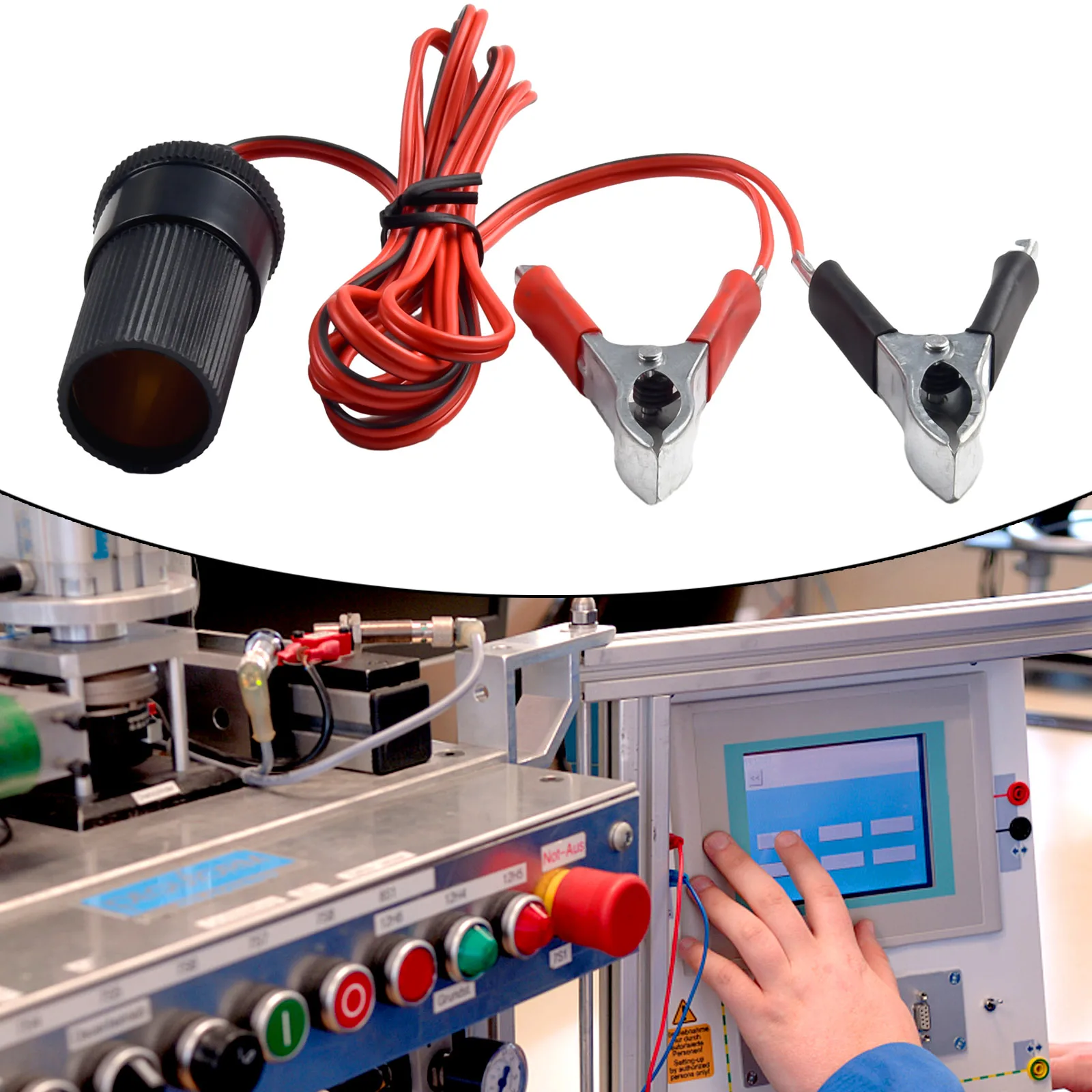 12V Socket Adapter Cable with High-Grade Clips and Low-Resistance Conductors for Efficient 12V Accessory Operation