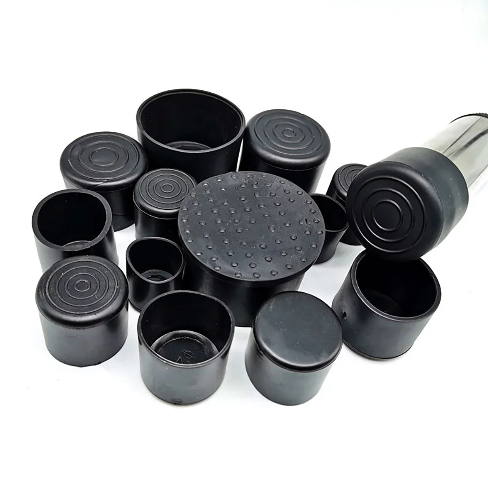 

2-10pcs PVC Sleeve Black Chair Leg Caps Round Rubber Table Foot Covers Socks Pipe Plugs Floor Non-Slip Furniture Leveling Feet