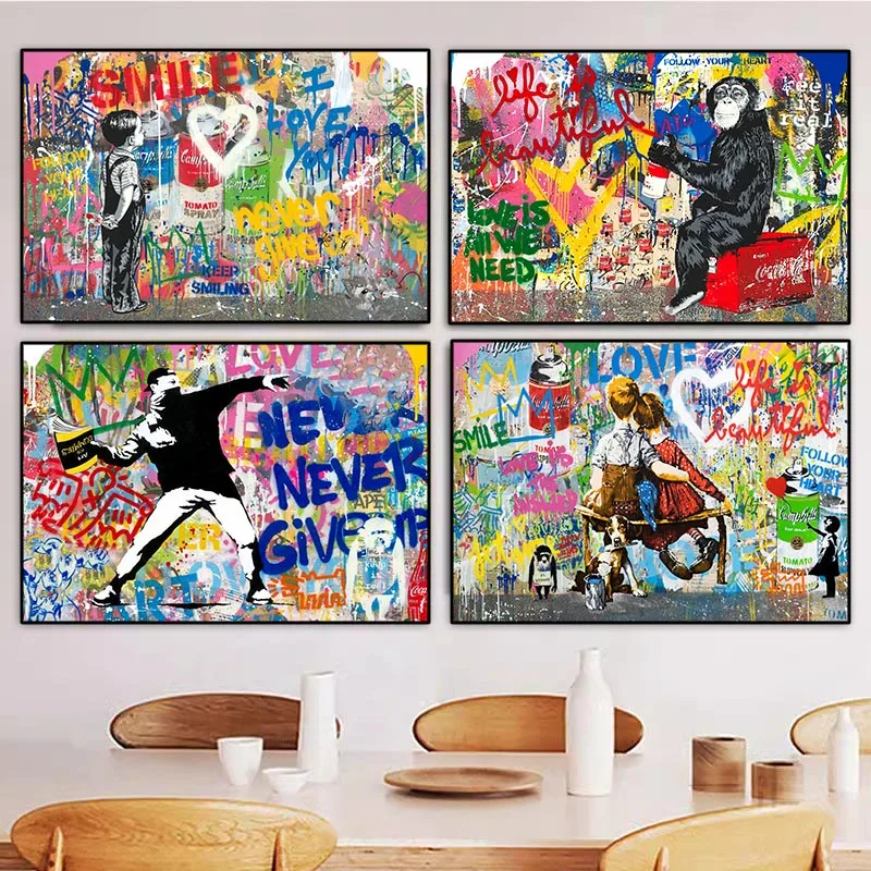 Banksy Art Graffiti Pop Canvas Painting Balloon Girl Posters And Prints Street Abstract Love Wall Art Home Decor Mural Unframed