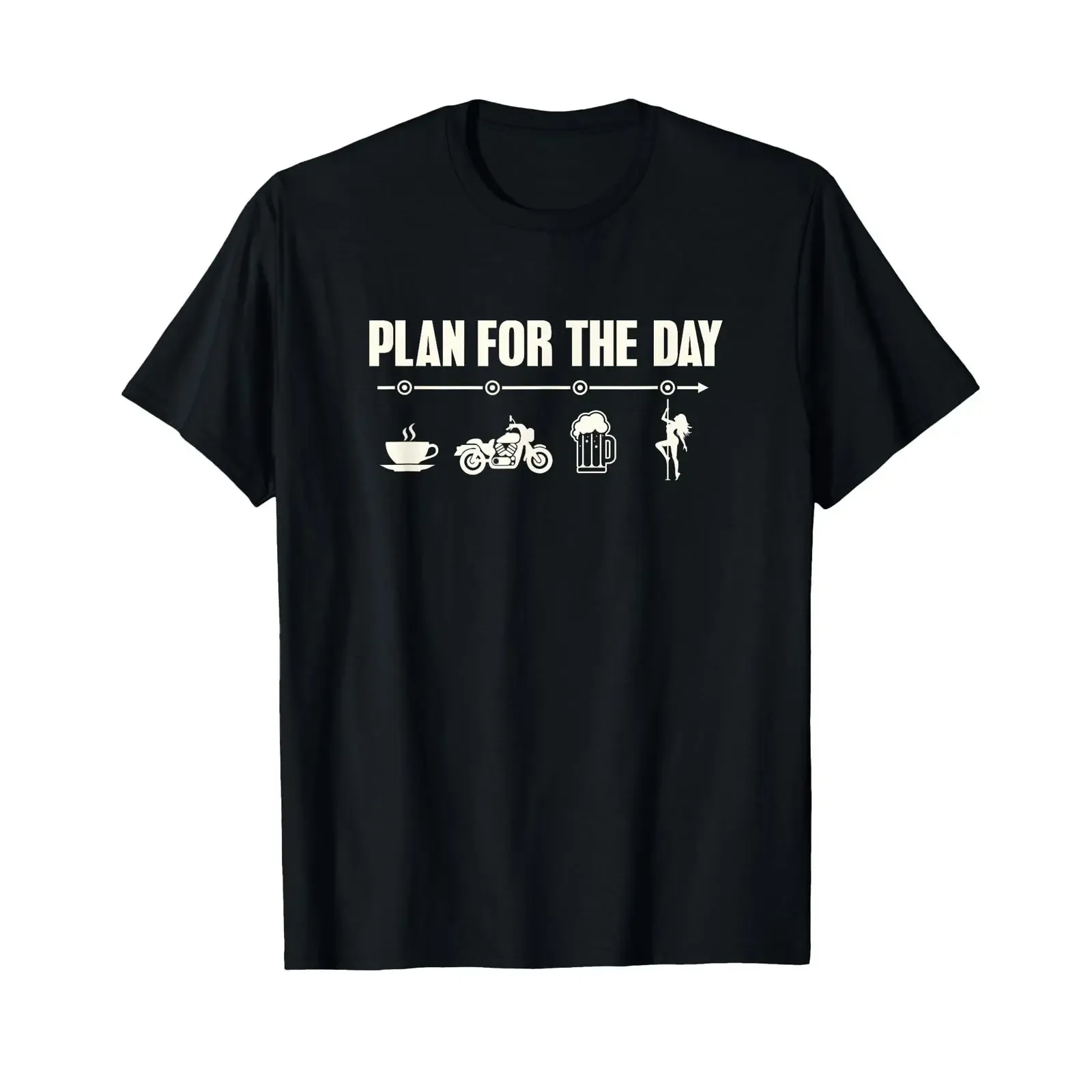 Motorcyclist Biker Plan for Day Ride Beer Strip Club T Shirt vintage Washed Comfortable Unisex Slightly designer clothes