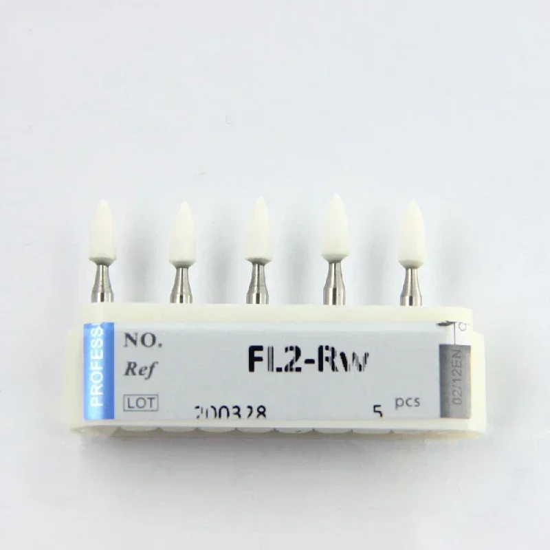 5pcs/lot  Dental Polishing Burs Flame Shape FW/RW White Stone Dentistry Teeth Care & polishing Grinding Tools