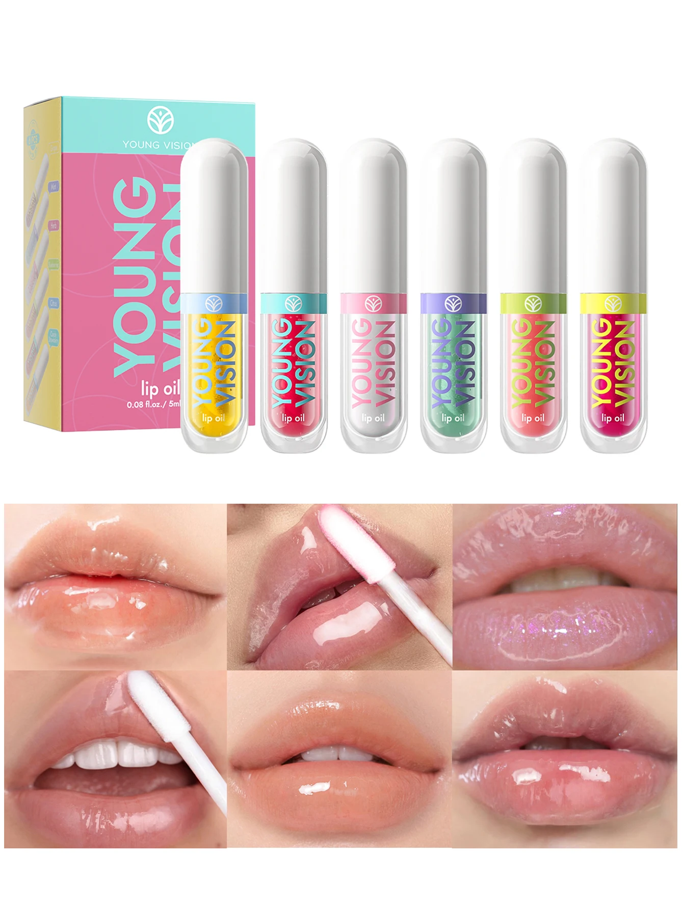 Set di lucidalabbra che cambia colore profumato fruttato da 6 pezzi/set – Tinta magica idratante a lunga durata, formula liscia non appiccicosa con Natu