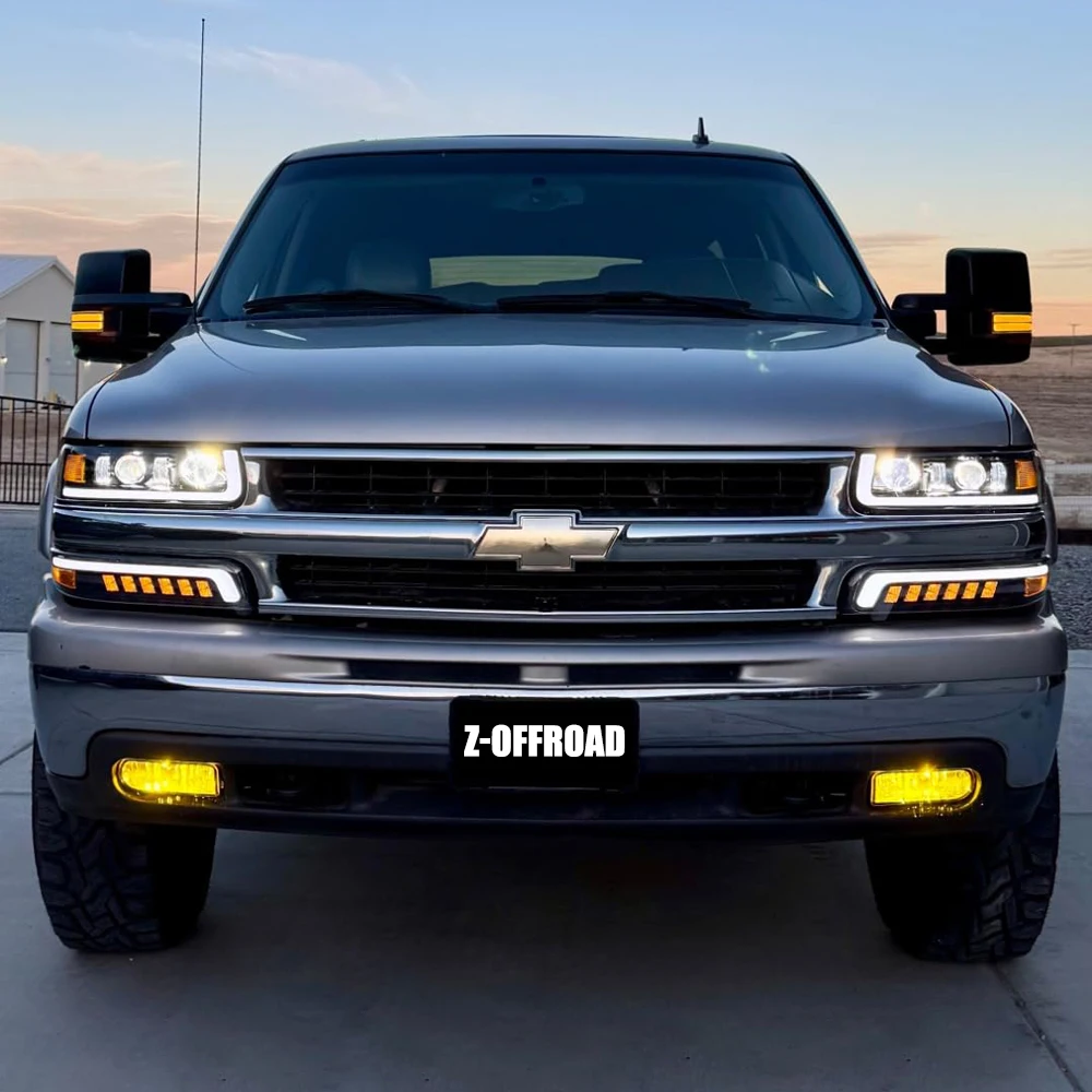 DOT LED Headlamp For Chevrolet Chevy Silverado 1500 2500 3500 HD 1999 2000 2001 2002 Pickup Headlights H11 W/ DRL Turn Signal