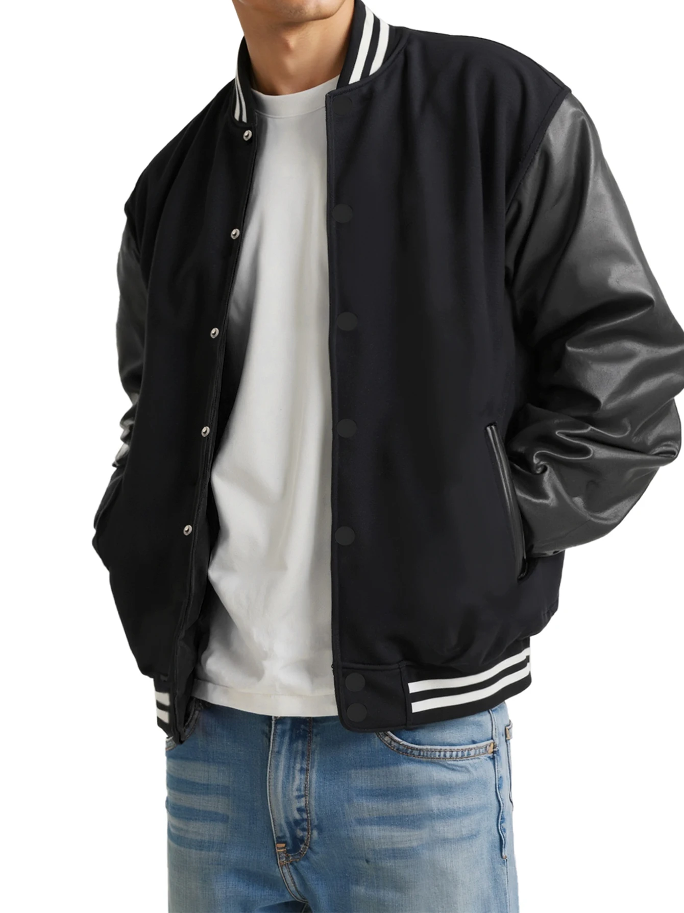 

Men's Bomber Jacket varsity jacket Baseball Patche Color Block Outerwear Casual Loose Spring and Autumn Comfy Unisex Coats