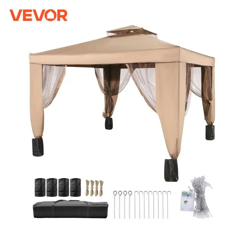 VEVOR Outdoor Gazebo Canopy Tent W/ Netting Sandbag Patio Garden Shade Awning Shelter Picnic Backyard Party Wedding Camping Tent