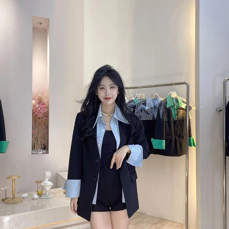 

Повседневный шикарный костюм-двойка: женский жакет и топ в классическом стиле для весны и осени, универсальный, в стиле кэжуал-вестерн