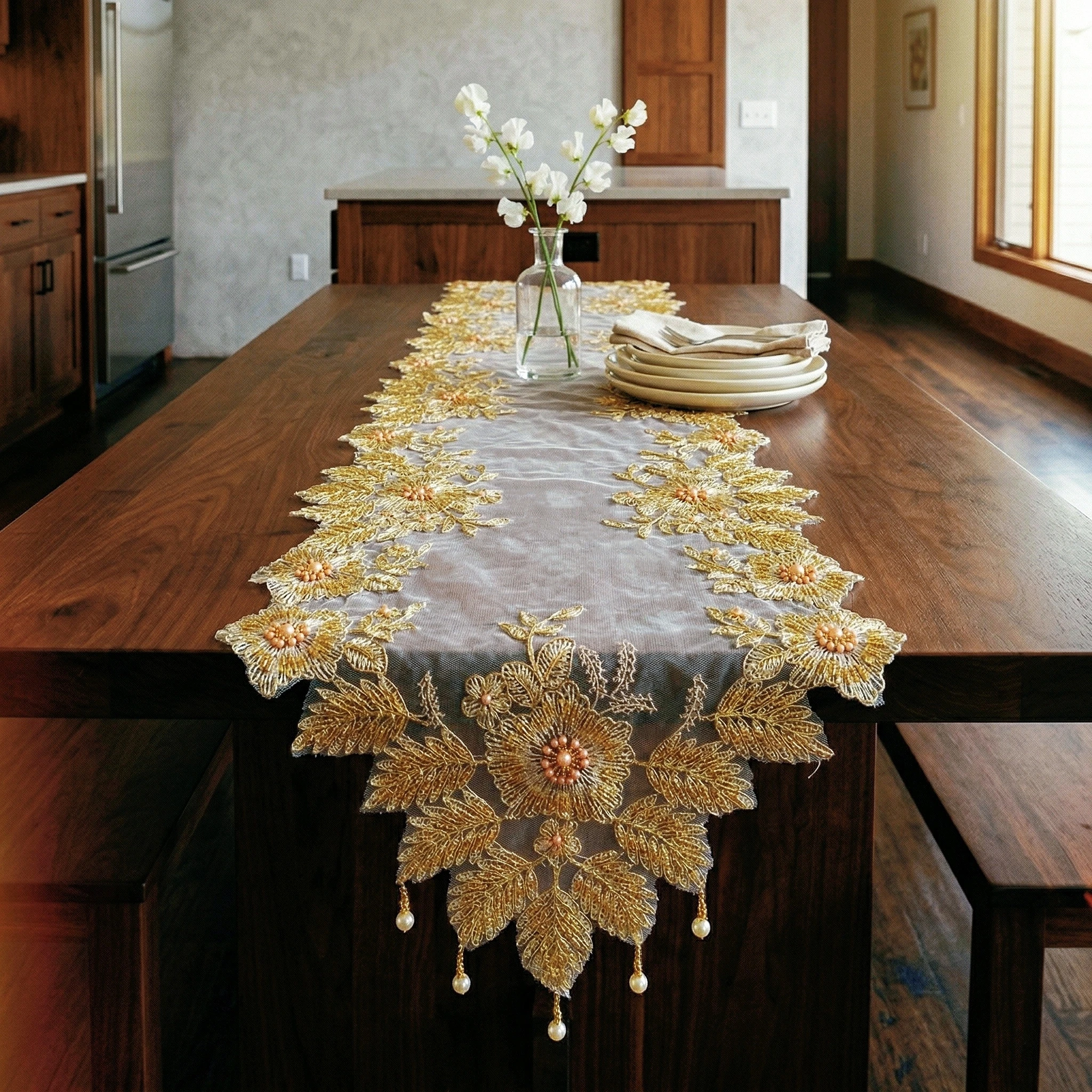 Cubierta de Mesa Dorada de Luj - Christmas Table Runner reseña y precio
