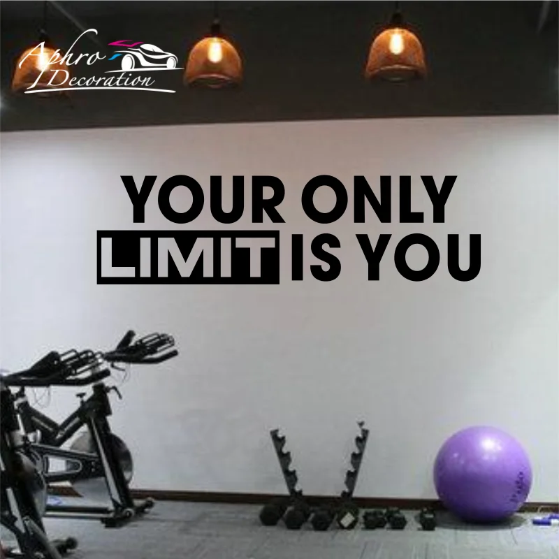 ملصق لصائق تصميم جدار صالة الألعاب الرياضية ، الحد الوحيد الخاص بك هو أنت ، ديكور المكتب ، تجريب ، اقتباس تحفيزي ، عرض أسعار صالة الألعاب الرياضية المنزلية ، اللياقة البدنية
