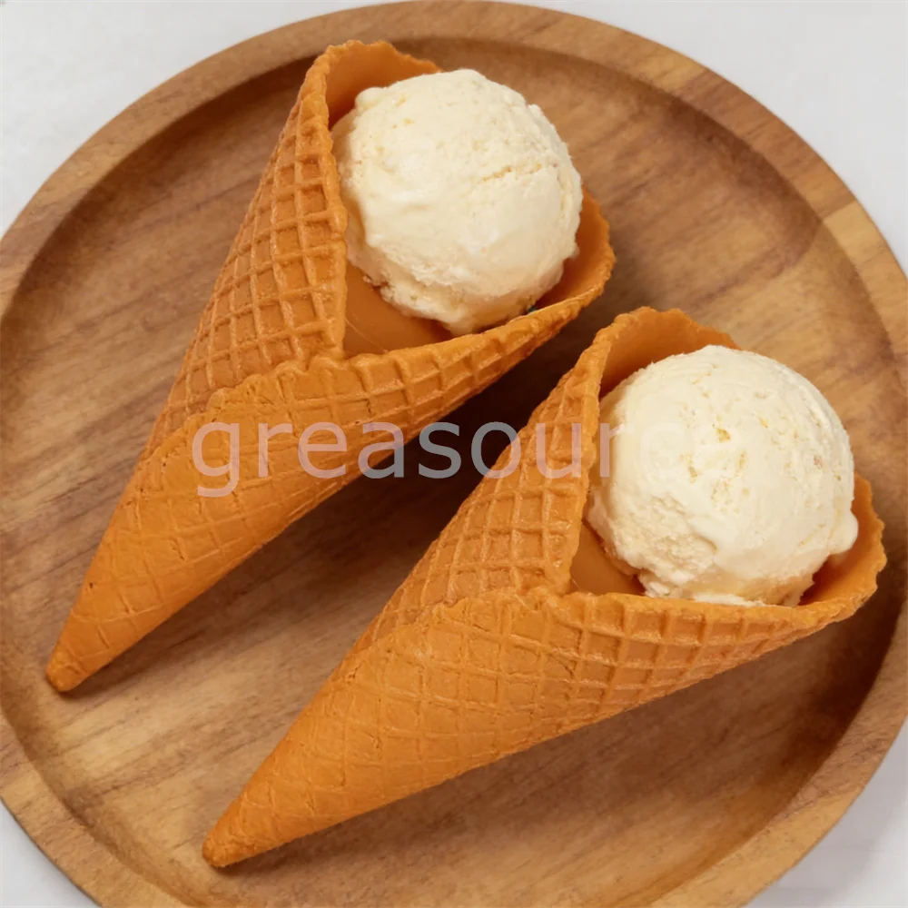 Cono de PVC tipo gofre de 17 cm, modelo de cono de helado artificial, accesorio de comida falsa duradero, muestra para tienda de helados, exhibición de mesa de postres DIY