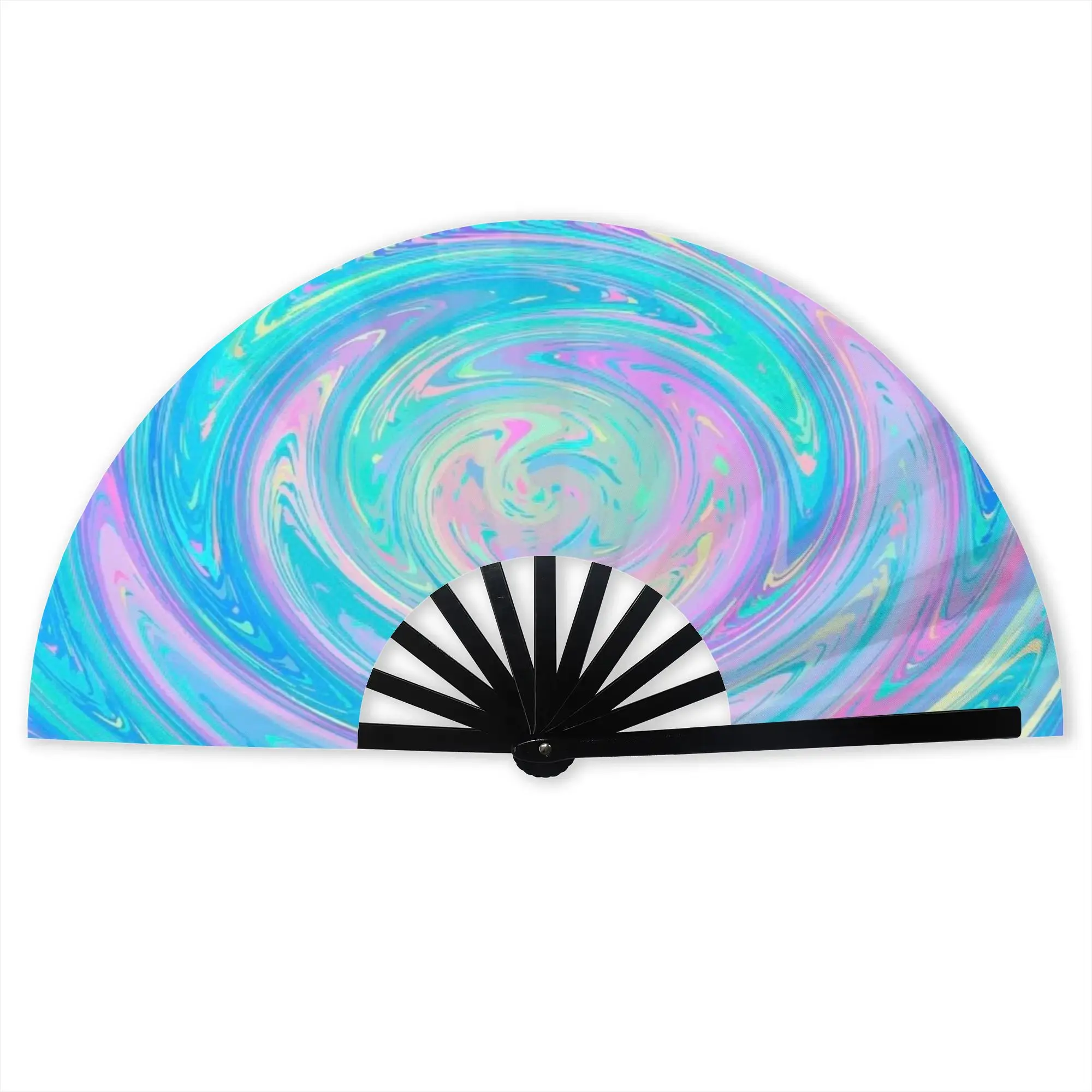Rainbow Tie Dye Traditional Folding Fan Oriental Art Abstract High-Quality Polyester Fans Gift  Exquisite Decorative Hand Fan