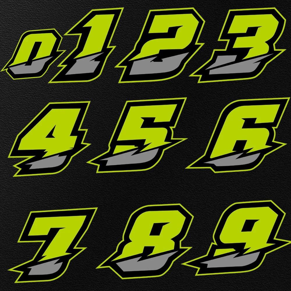2PCS Motorcycle Racing Arabic Numbers Stickers DIY Refit Reflective Rainbow Sticker Number Helmet Car Styling 3D Decals