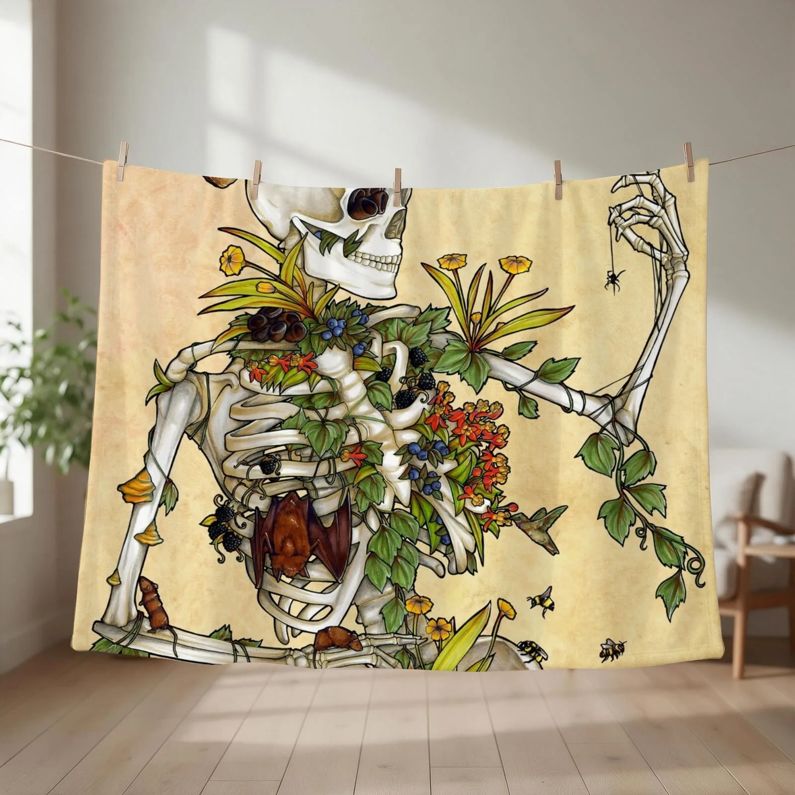 Bones and Botany Throw Blanket couch cozy soft plush fuzzy picnic outdoor blanket