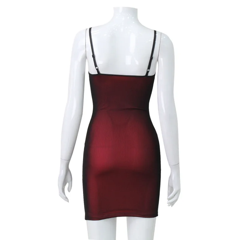 Damska obcisła sukienka z siateczki z rozcięciem, w stylu europejskim i amerykańskim, seksowna sukienka na ramiączkach.