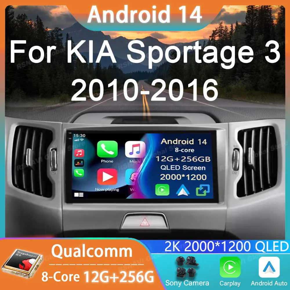 

Car Radio Android 14 For KIA Sportage 3 2010 - 2016 GPS Carplay Player Navigation Stereo Multimedia Auto DSP QLED 2din Head Unit