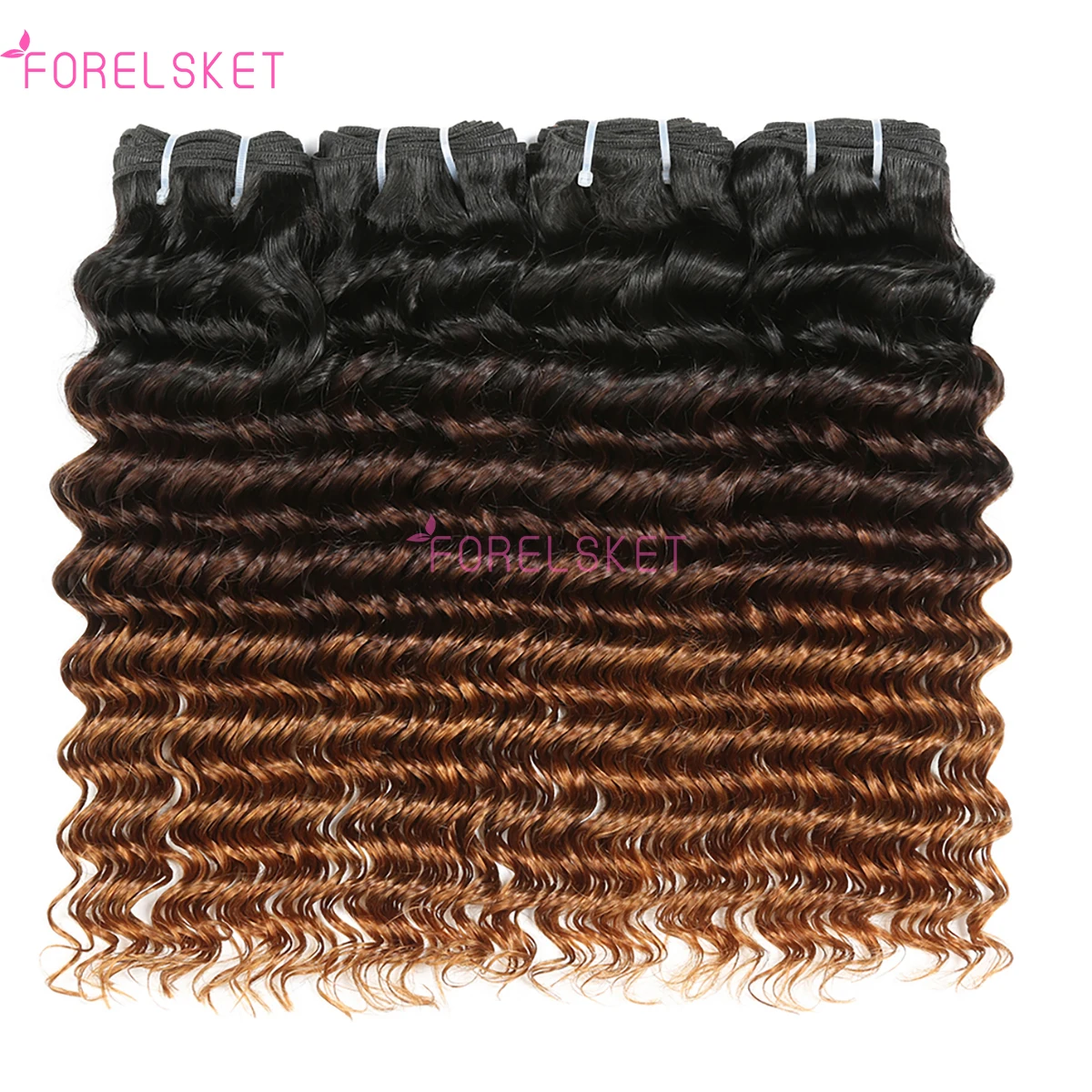 1B 4 30 Ombre Brazilian Human Hair Weave Deep Wave Bundles With Closure Middle Part Remy Human Hair With Closure For Black Women